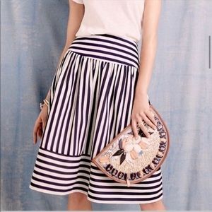 Anthropologie Maeve High Seas Striped A Line Skirt Nautical Preppy Summer